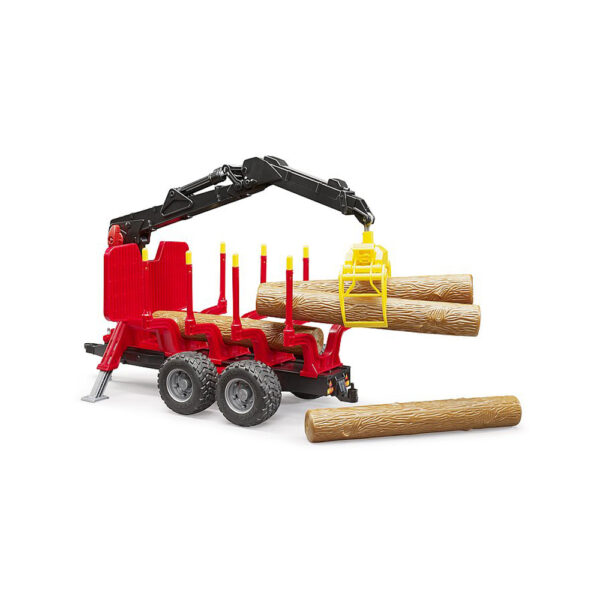 BRUDER - REMORCA FORESTIERA CU MACARA DE INCARCARE SI 4 BUSTENI - BR02252