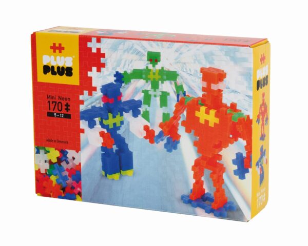 3726_neon_robots_box_front Plus Plus Neon Roboti - 170 Piese - PP3726