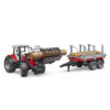 BRUDER - TRACTOR MASSEY FERGUSON 7480 CU INCARCATOR FRONTAL SI REMORCA PENTRU LEMNE - BR02046
