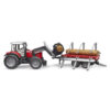 BRUDER - TRACTOR MASSEY FERGUSON 7480 CU INCARCATOR FRONTAL SI REMORCA PENTRU LEMNE - BR02046