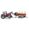 BRUDER - TRACTOR MASSEY FERGUSON 7480 CU INCARCATOR FRONTAL SI REMORCA PENTRU LEMNE - BR02046