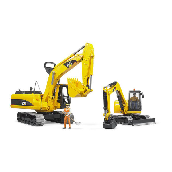 BRUDER - MINI EXCAVATOR CAT CU MUNCITOR - BR02466