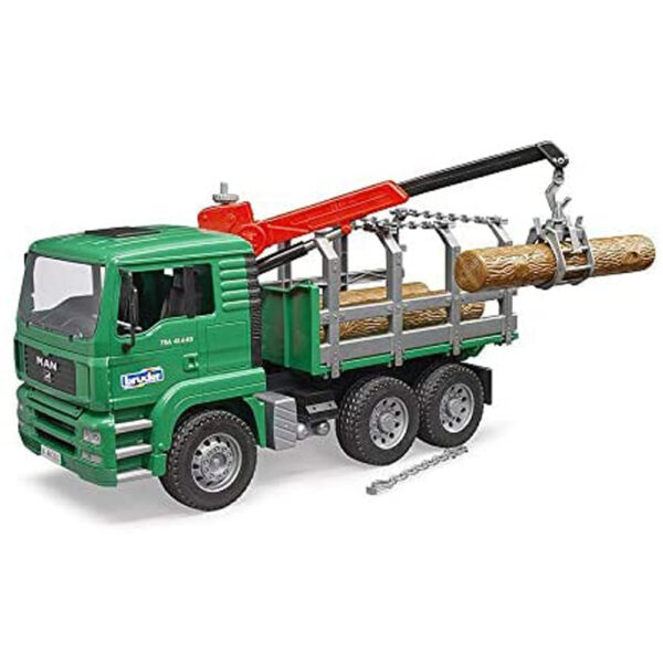 BRUDER - CAMION LEMNE MAN TGA CU MACARA DE INCARCARE SI 3 BUSTENI - BR02769