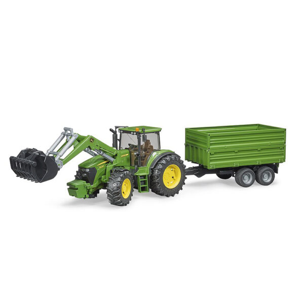 BRUDER - TRACTOR JOHN DEERE 7930 CU INCARCATOR FRONTAL SI REMORCA BASCULANTA PE OSIE - BR03055