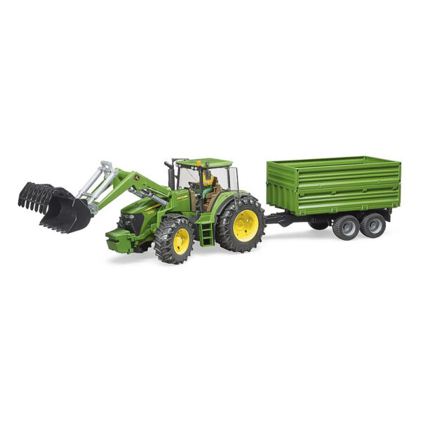 BRUDER - TRACTOR JOHN DEERE 7930 CU INCARCATOR FRONTAL SI REMORCA BASCULANTA PE OSIE - BR03055