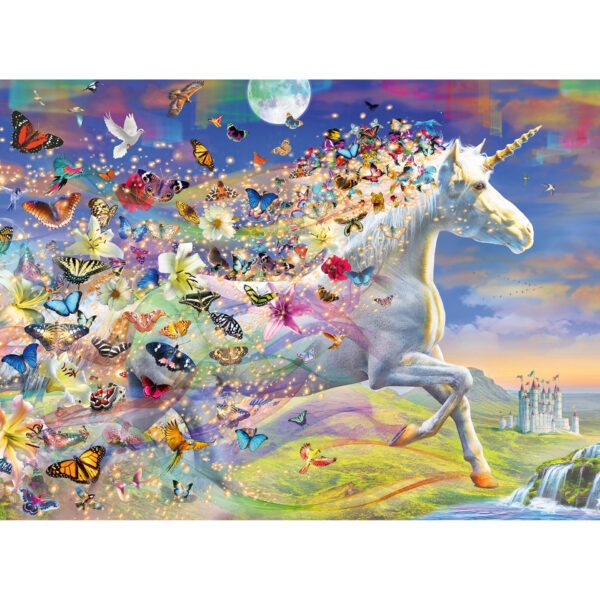 PUZZLE UNICORNI SI FLUTURI, 500 PIESE + STICKERE - RVSPA15046