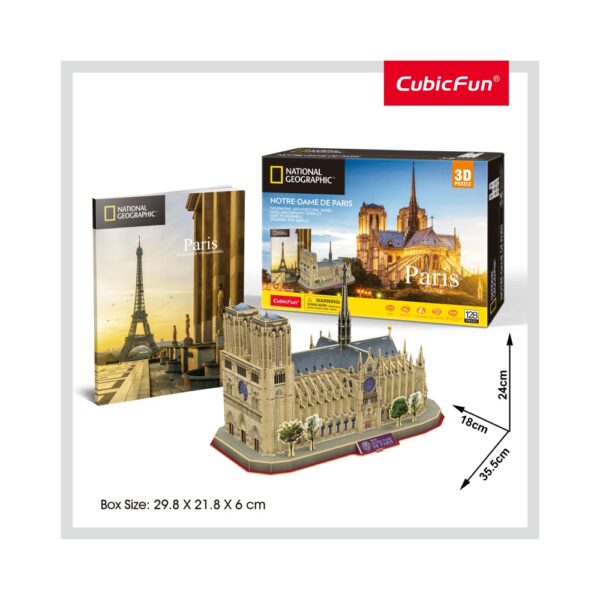 DS0986h_4 PUZZLE 3D+BROSURA-NOTRE DAME PARIS 128 PIESE - CUDS0986h