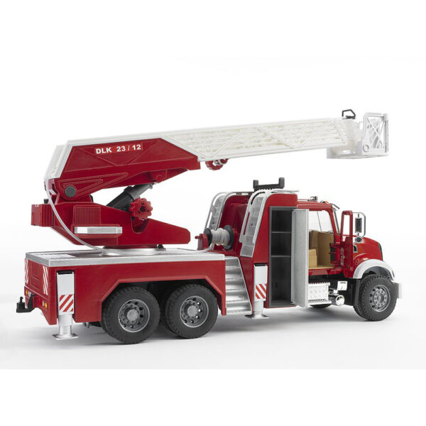 02821_11 BRUDER - CAMION DE POMPIERI MACK GRANITE CU SCARA, POMPA DE APA SI SIRENA - BR02821