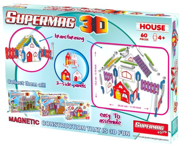 Supermag 3D - Jucarie Cu Magnet Casuta - 60 Piese - SM0616