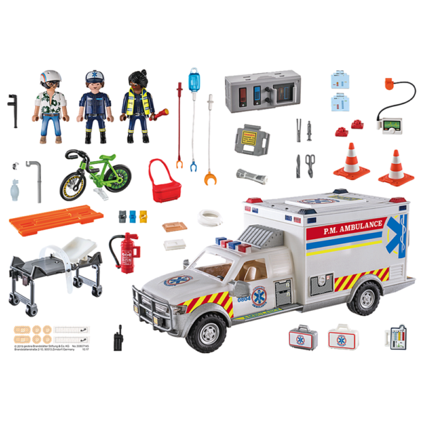 Playmobil - Ambulanta Cu Lumini Si Sunete - PM70936