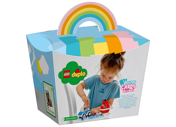 10957-LEGO-DUPLO-2 LEGO DUPLO - Elicopter de pompieri si masina de politie 10957, 14 piese