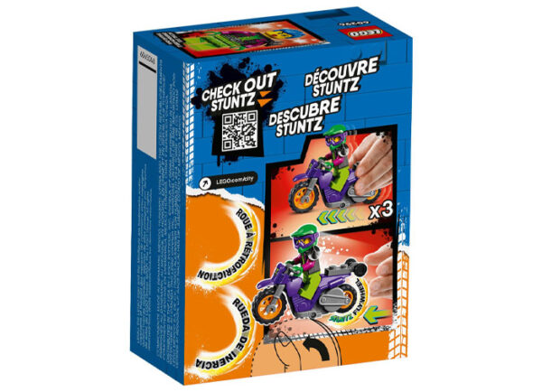 LEGO City - Motocicleta de cascadorii Wheelie 60296, 14 piese