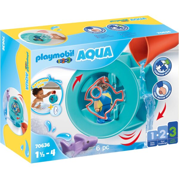 Playmobil - 1.2.3 Roata De Apa Cu Pui De Rechin - PM70636