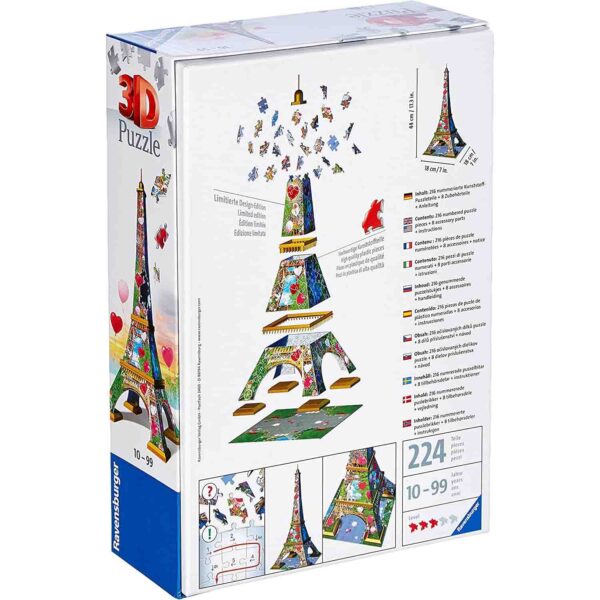 Puzzle 3D Turnul Eiffel Cu Inimioare, 216 Piese - RVS3D11183