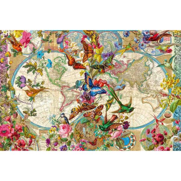 Puzzle Harta Lumii Cu Fauna Si Flora, 3000 Piese - RVSPA17117