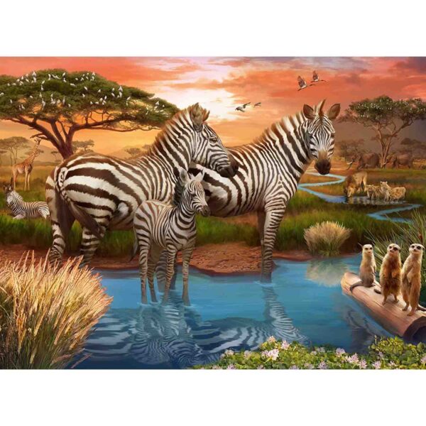Puzzle Zebre La Apa, 500 Piese - RVSPA17376