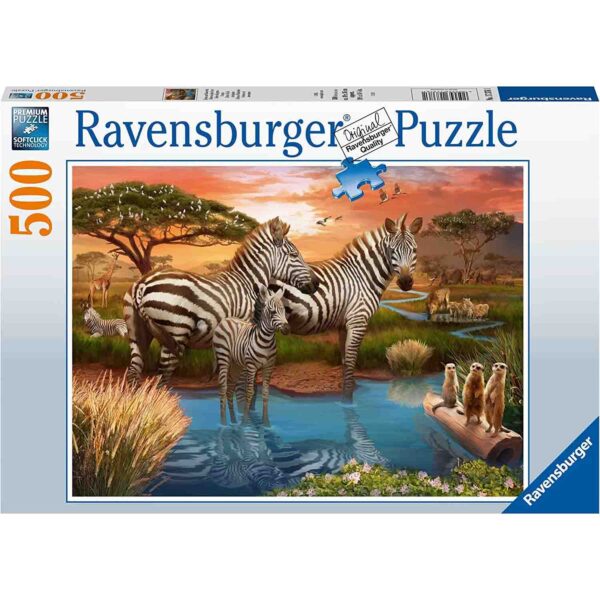 Puzzle Zebre La Apa, 500 Piese - RVSPA17376