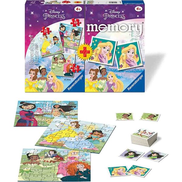 Puzzle + Joc Memory Printesele Disney, 25/36/49 Piese - RVSPC20864