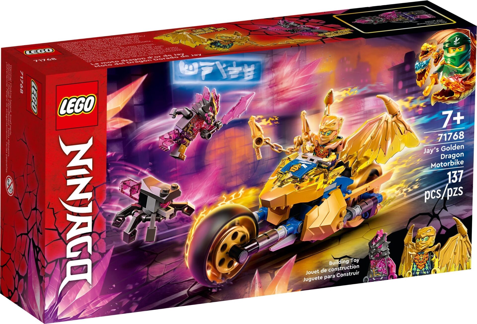 71768_alt1 LEGO® Ninjago - Motocicleta-dragon aurie a lui Jay 71768, 137 piese