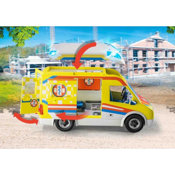 Playmobil - Ambulanta Galbena Cu Lumini Si Sunete - PM71202