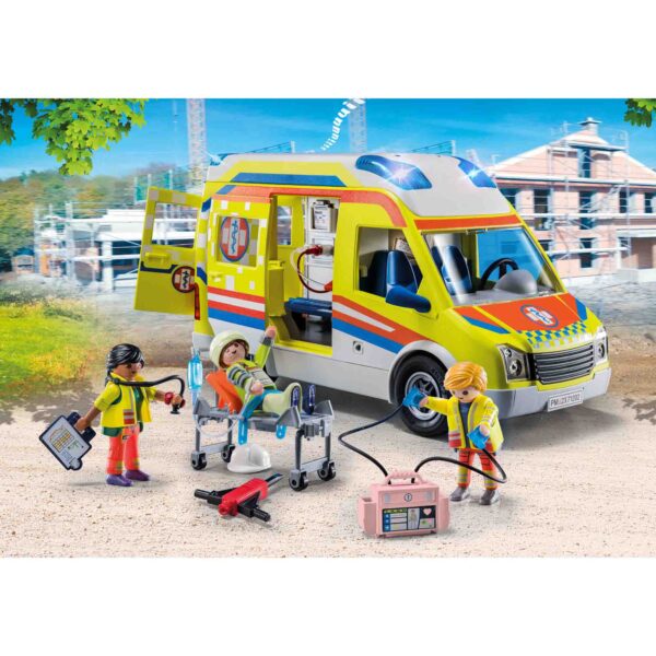 Playmobil - Ambulanta Galbena Cu Lumini Si Sunete - PM71202