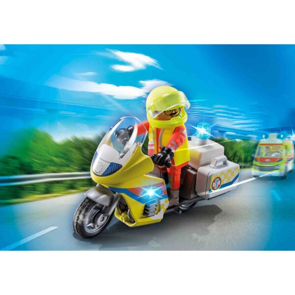 Playmobil - Motocicleta Galbena Cu Lumini - PM71205