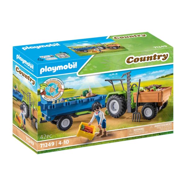 Playmobil - Tractor Cu Remorca Si Muncitor - PM71249
