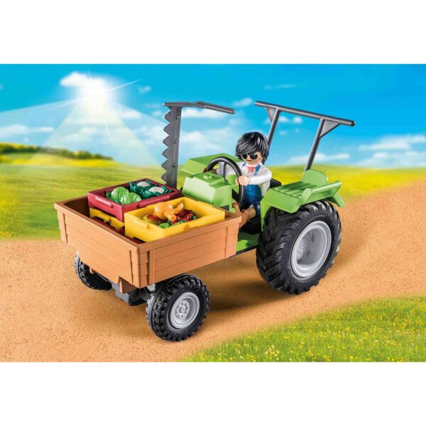 Playmobil - Tractor Cu Remorca Si Muncitor - PM71249