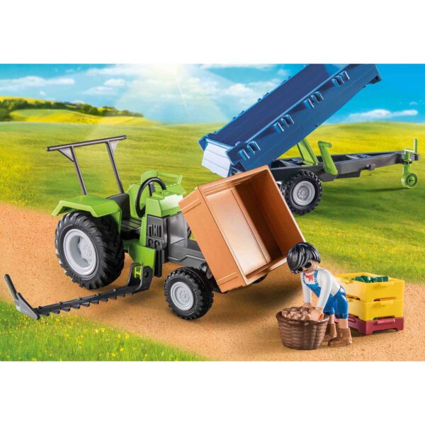 Playmobil - Tractor Cu Remorca Si Muncitor - PM71249