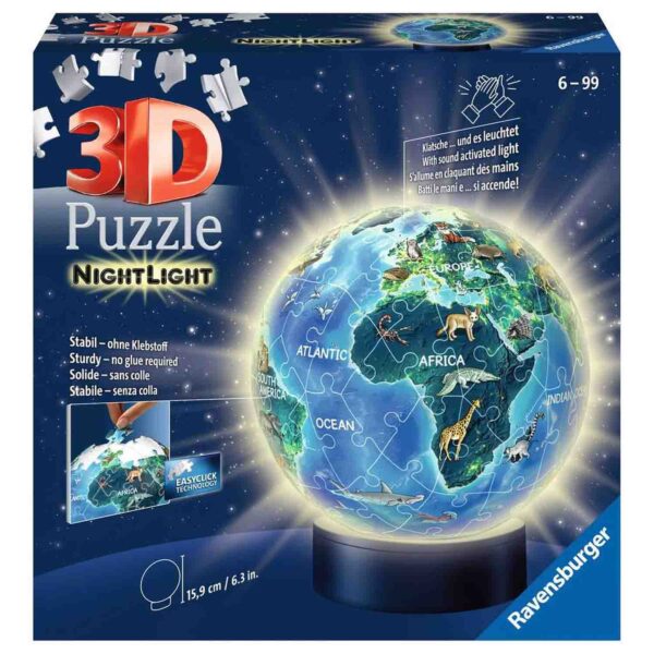 Puzzle 3D Luminos Planeta Pamant, 72 Piese - RVS3D11844