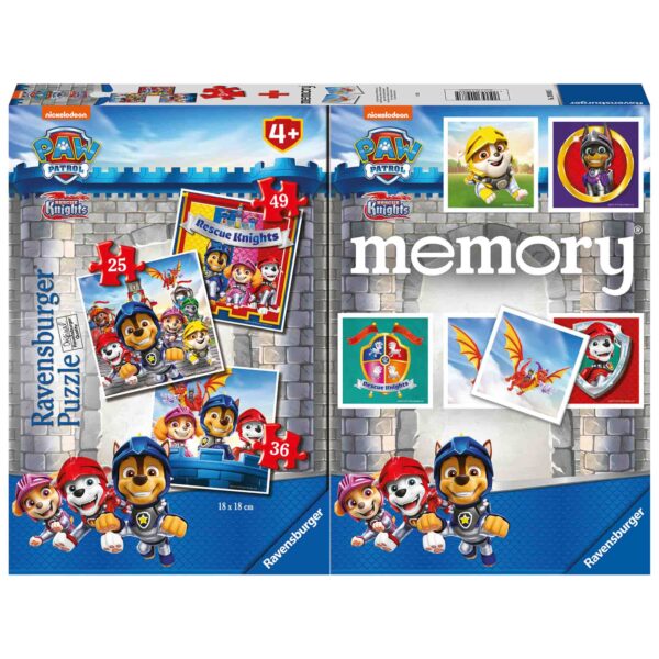 Puzzle + Joc Memory Patrula Catelusilor, 25/36/49 Piese - RVSPC20983