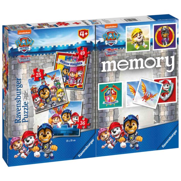 Puzzle + Joc Memory Patrula Catelusilor, 25/36/49 Piese - RVSPC20983