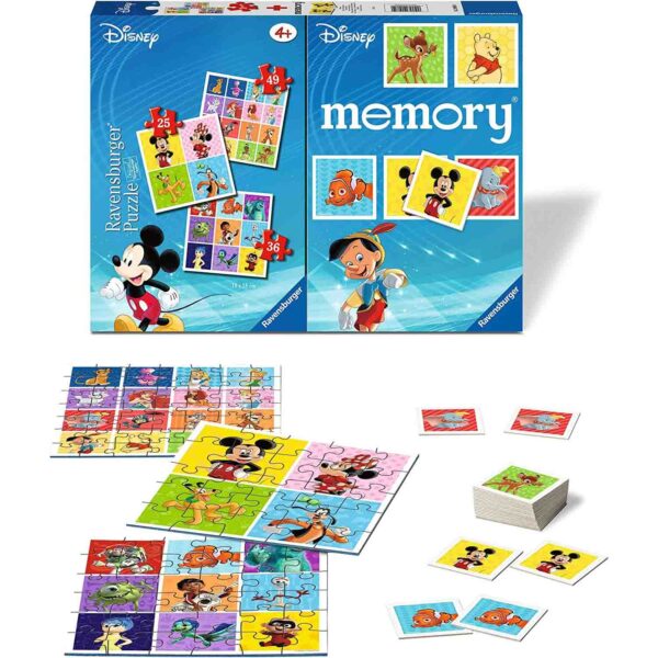 Puzzle + Joc Memory Personaje Disney, 25/36/49 Piese - RVSPC20985