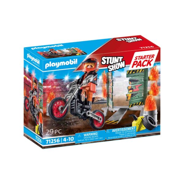 Playmobil - Set Motociclist Stuntshow Si Perete De Foc - PM71256
