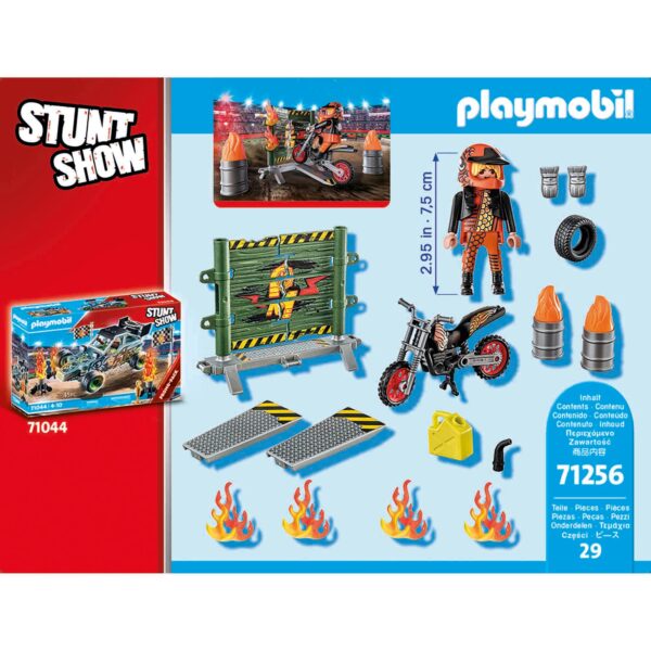 Playmobil - Set Motociclist Stuntshow Si Perete De Foc - PM71256