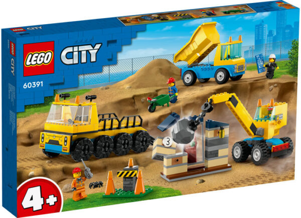 LEGO City - Camioane de constructie si macara cu bila pentru demolari 60391, 235 piese