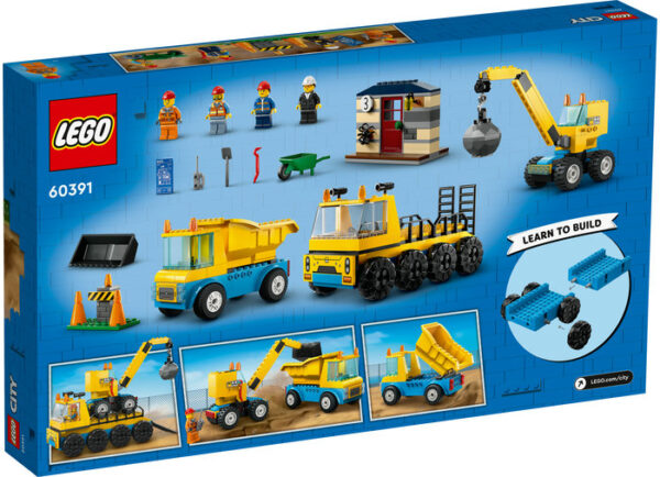 LEGO City - Camioane de constructie si macara cu bila pentru demolari 60391, 235 piese
