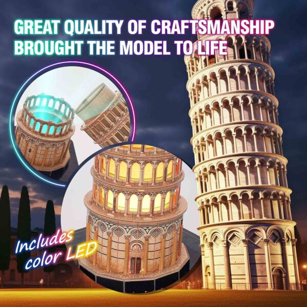 CUBICFUN - PUZZLE 3D TURNUL DIN PISA EDITIE LUMINOASA 42 PIESE - CUL535h