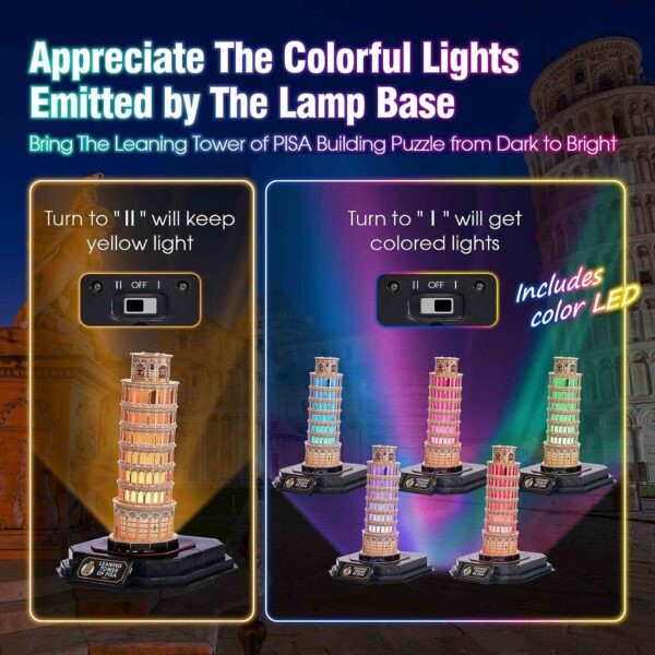 CUBICFUN - PUZZLE 3D TURNUL DIN PISA EDITIE LUMINOASA 42 PIESE - CUL535h