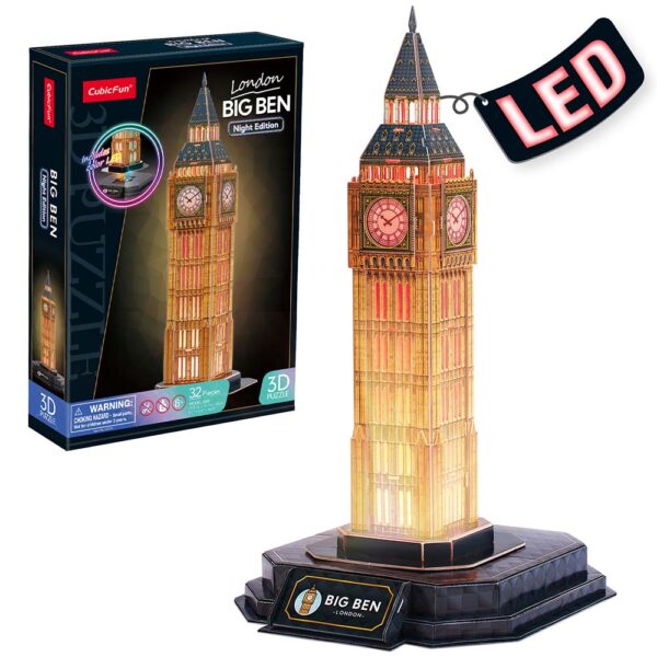 CUBICFUN - PUZZLE 3D BIG BEN EDITIE LUMINOASA 32 PIESE - CUL537h