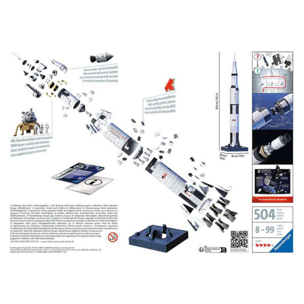 Ravensburger - Puzzle 3d Apollo Saturn V 440 Piese - RVS3D11545