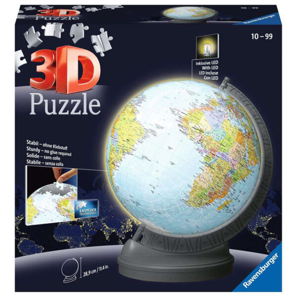 Ravensburger - Puzzle 3d Cu Led Globul Pamantesc 540 Piese - RVS3D11549