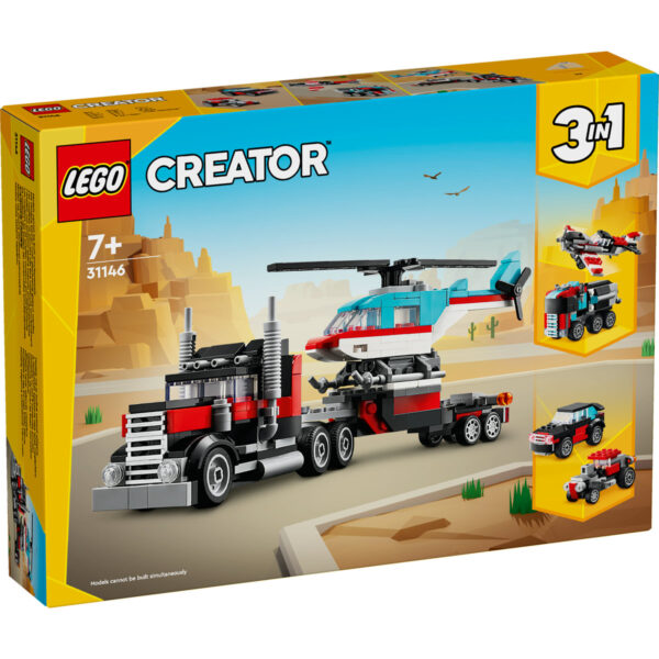 LEGO Creator - Camioneta cu platforma si elicopter 31146, 270 piese