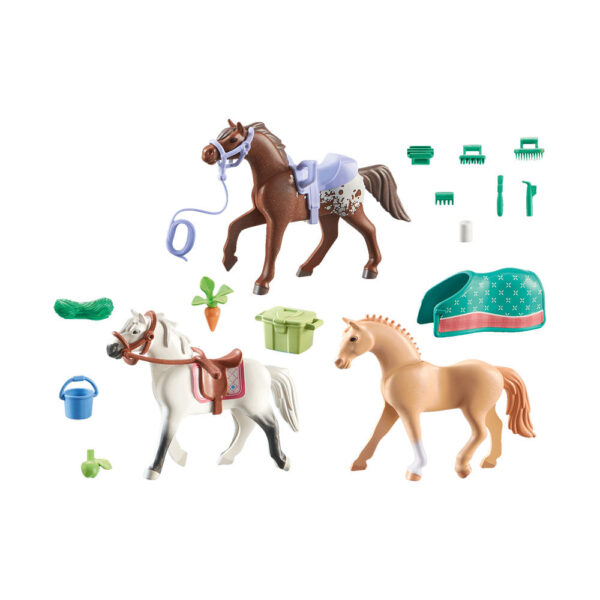 Playmobil - Set 3 Cai Cu Accesorii - PM71356
