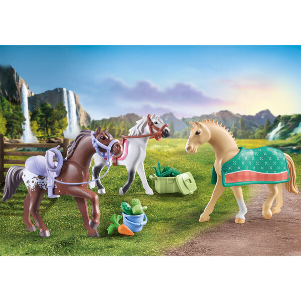 Playmobil - Set 3 Cai Cu Accesorii - PM71356