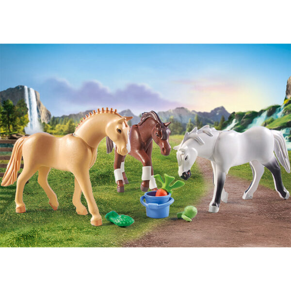 Playmobil - Set 3 Cai Cu Accesorii - PM71356