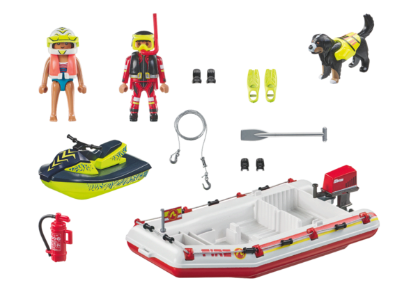 Playmobil-BARCA DE SALVARE CU SCUTER ACVATIC - PM71464