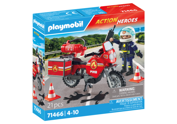 Playmobil-MOTOCICLETA DE POMPIERI LA LOCUL ACCIDENTULUI - PM71466