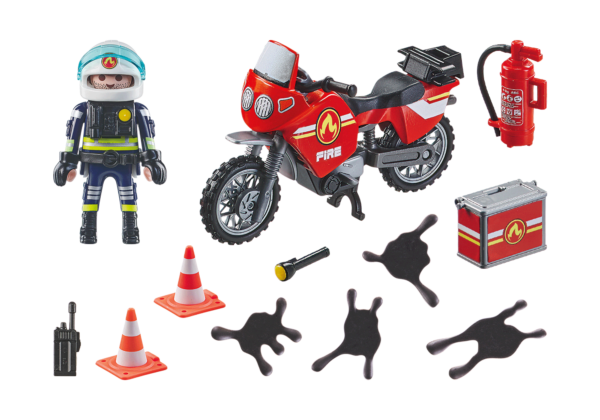 Playmobil-MOTOCICLETA DE POMPIERI LA LOCUL ACCIDENTULUI - PM71466