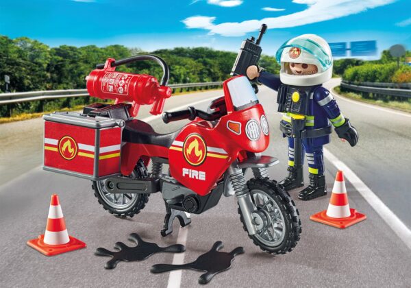 Playmobil-MOTOCICLETA DE POMPIERI LA LOCUL ACCIDENTULUI - PM71466